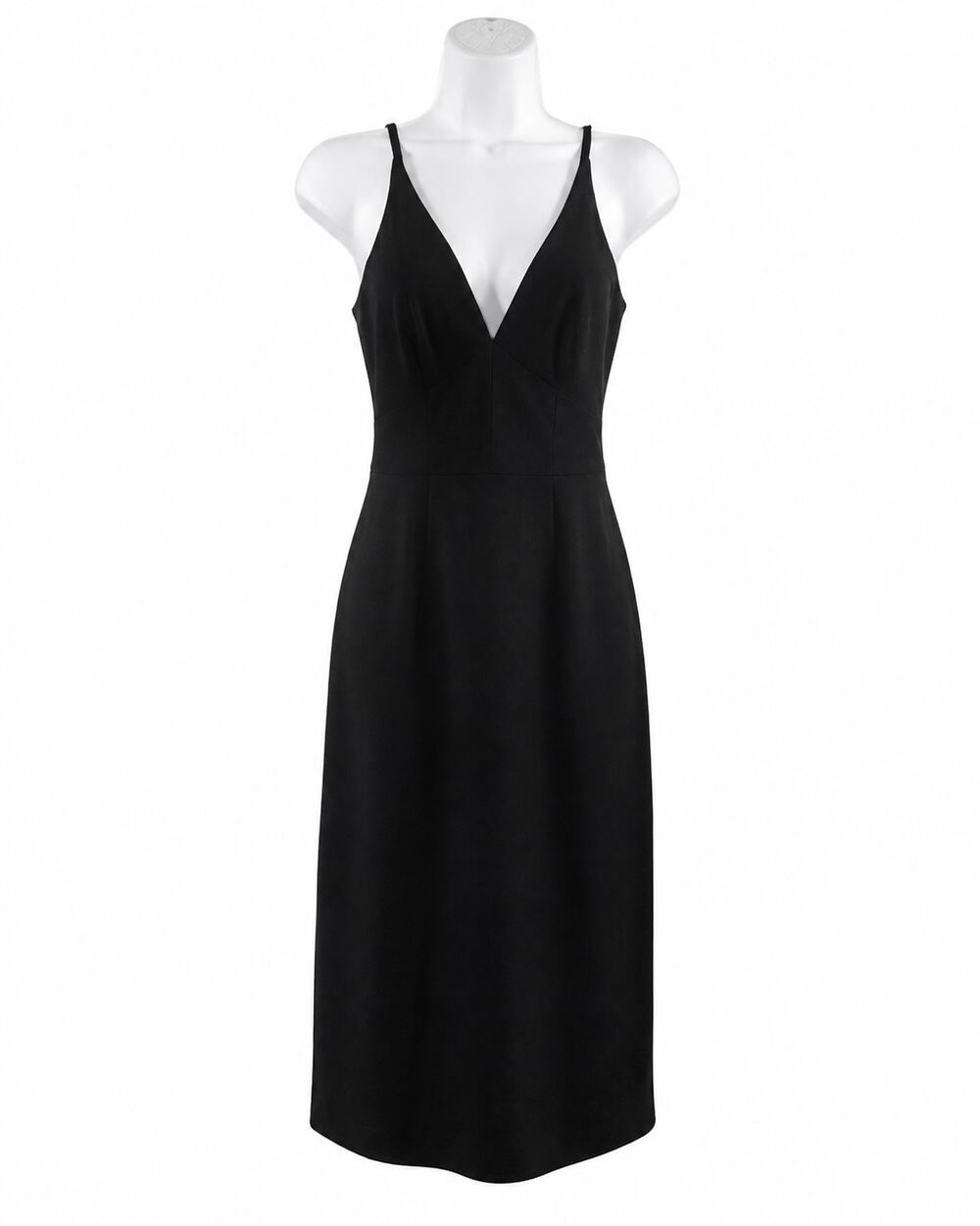 Dress The Population Lyla Black Midi Dress S NWT V Neck Cocktail Wedding Guest